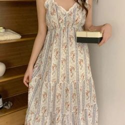 NEW Cotton Printed Nightgown Sleepwear Ruffles Korean Style 