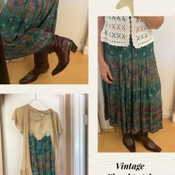 Vintage Floral Skirt S-M Or Whole Outfit  