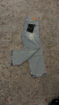 Purple Brand Light Wash Crystal Embellished Jeans