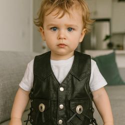 ADORABLE SHAF TODDLER LEATHER VEST SIZE XS 🤎
METAL ACCENTS, FRONT POCKET DETAILS & SIDE LACE-UP TIES. PERFECT FOR LITTLE RIDERS!
#SHAF #LEATHERVEST #