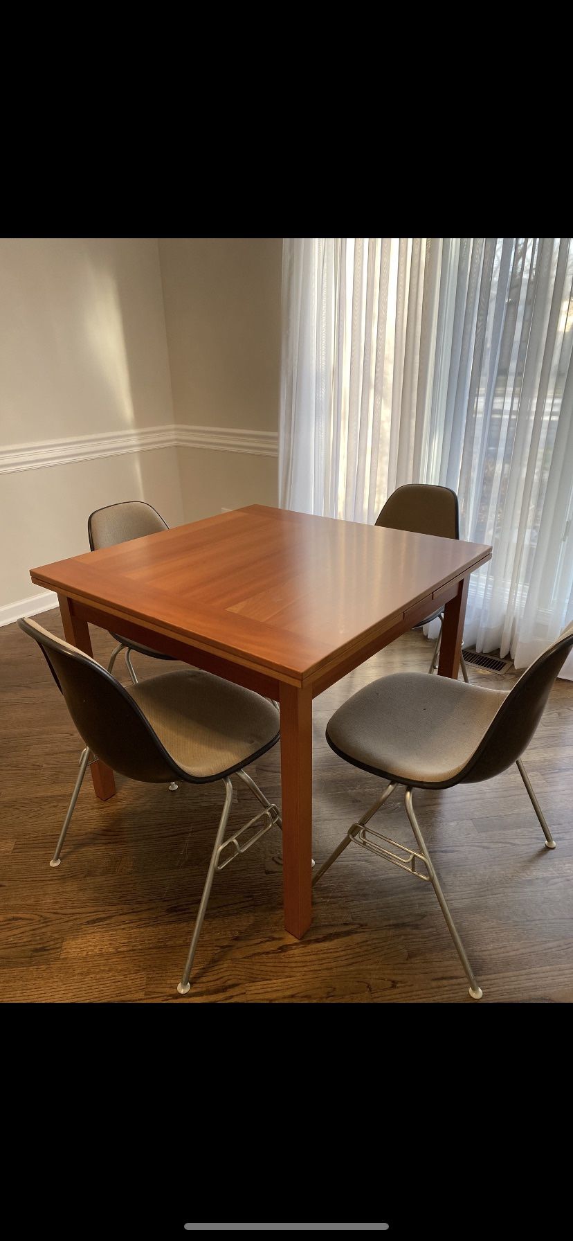 Solid Wood Danish Square Dining Table/Breakfast Table/Dinette  With Leaves 