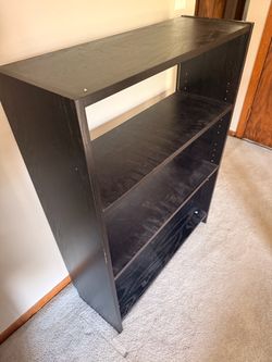 Black Wood Bookcase with 3 Shelves