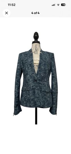 BCBG MAX AZRIA Women's Blue Blazer Jacket Textured One Button Size Small