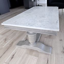 Alexandra Marble Rectangular Table, Gray Wash