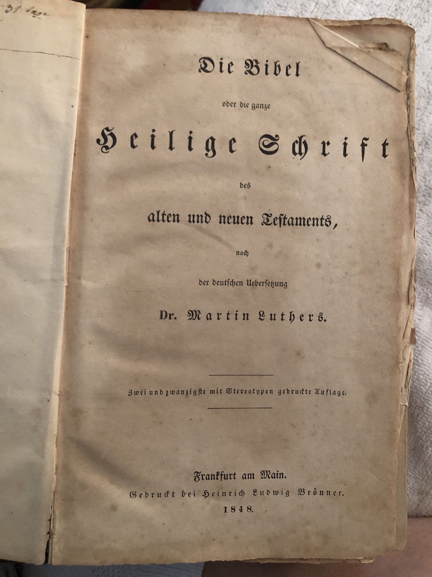 1848 Antique German Bible “ Die Bible”
