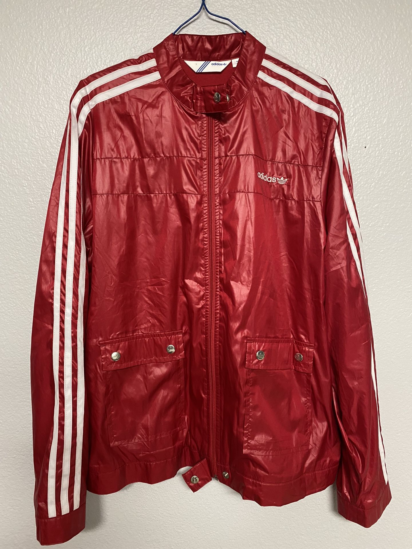 Adidas Originals Lipstick Red Jacket Womens Sz L 