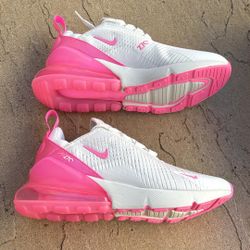 New Nike Air Max 270 White Pink Shoes Gym Running Training Women’s 6, Youth 4.5y