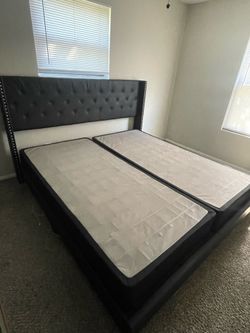 Wing back King Platform Bed Frame