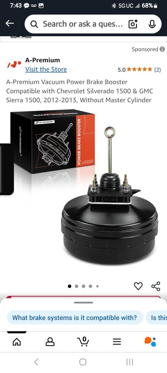 Vacuum Brake Booster Chevy 1500