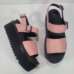 Dr. Martens Voss Quad Chunky Platform Peach Pink Leather Sandals Women Size 10