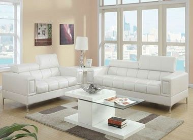 New Sofa Set (White Faux Leather)