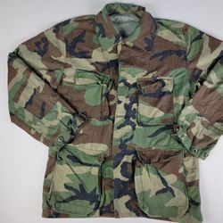 US Army Military Woodland Combat Camo Hot Weather Field Coat Men's Medium Long