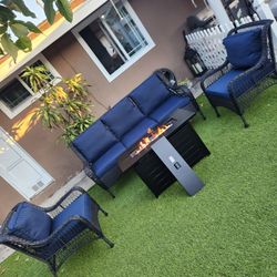 New Fire Pit Set  /  High Back Patio Set  / Outdoor Furniture.