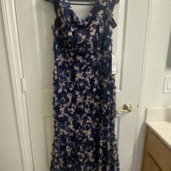 Flowery Blue Formal/Semi Formal Long Dress