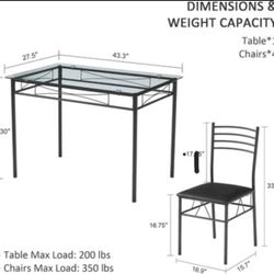 Modern Rectangular 5-Piece Dining Table 
