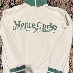 Monte Carlo Racing Half-Zip Sweatshirt – White & Green Retro Pullover (Size XS)
