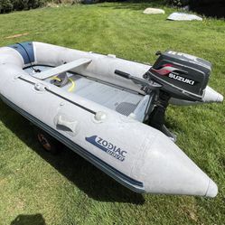 Zodiac Wave Boat / Suzuki 6 HP Outboard / Dinghy Trailer 