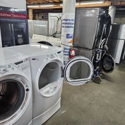 Blow Out Sale Store Full Of Nice Refurbished Washer Dryer Fridge Stove Oven Stackable Free Warranty Samsung GE WHIRLPOOL LG BOSH KENMORE Amana Maytag 