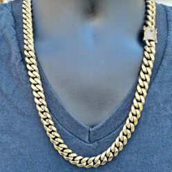 Chain 12MM Diamond Lock 14k Gold Plated Doesn't Loses Color