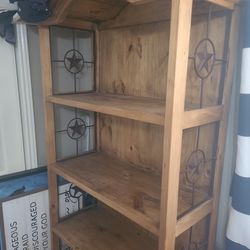 Rustic Solid Wood Bookshelves With Metal Stars
