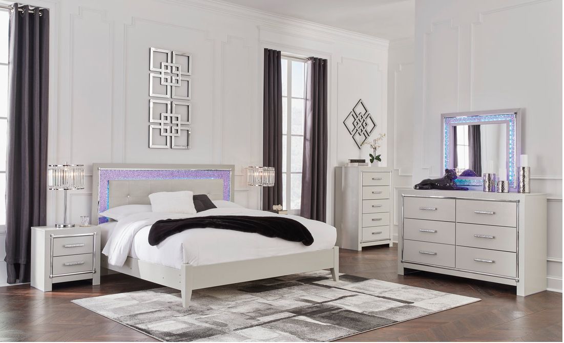 Queen bed room set led headboard mt0084p