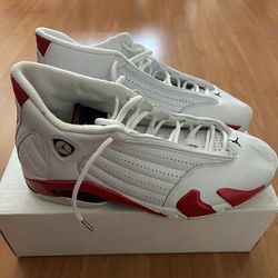 Air Jordan 14 XIV Retro "Candy Cane" - White/Red - Men’s 11.5