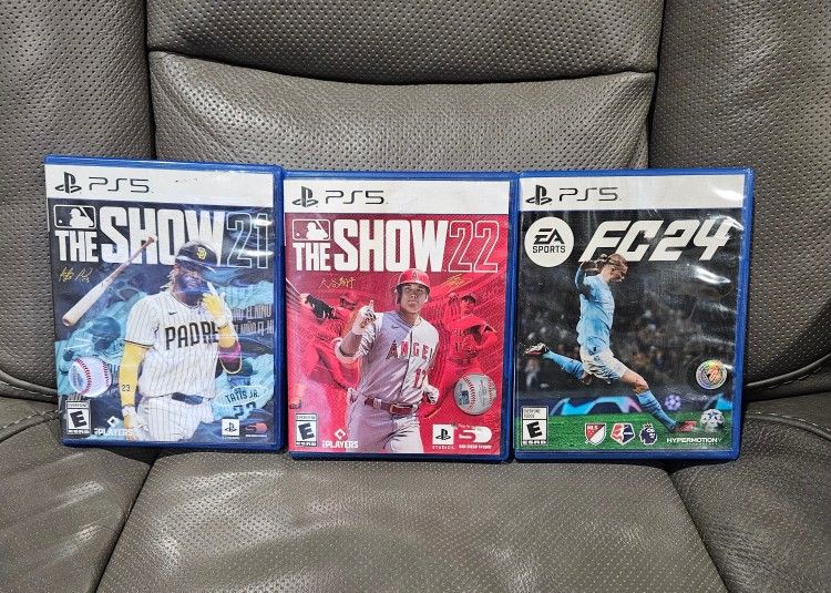 3 Playstation 5 Games FC 24, The Show 21 & The Show 22