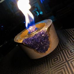 Brand New! Fire Bowl Indoor Table Top With Navy Blue Crystals | Indoor or Balcony Fire Pit - Outdoor Patio Portable Fireplace Fuel Cans