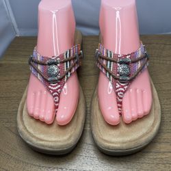 MINNETONKA Women's SILVERTHORNE Flip Flop Sandals Wedge (contact info removed) EUC