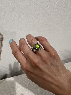 925 Silver Peridot Ring Size 7