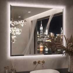 42" x 36" Backlit Bathroom Mirror with Lights, Safe Tempered Glass -NEW (3200/🏡)