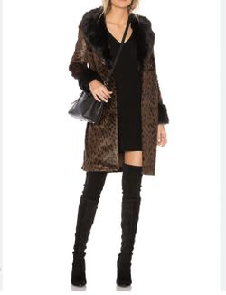 Faux Fur Coat in Dark Cheetah & Black NEW EAVES