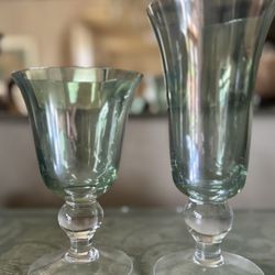 Light Green 15 Water Goblets & 18 Wine Gonmets