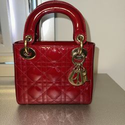 Red Mini Lady Dior Handbag 
