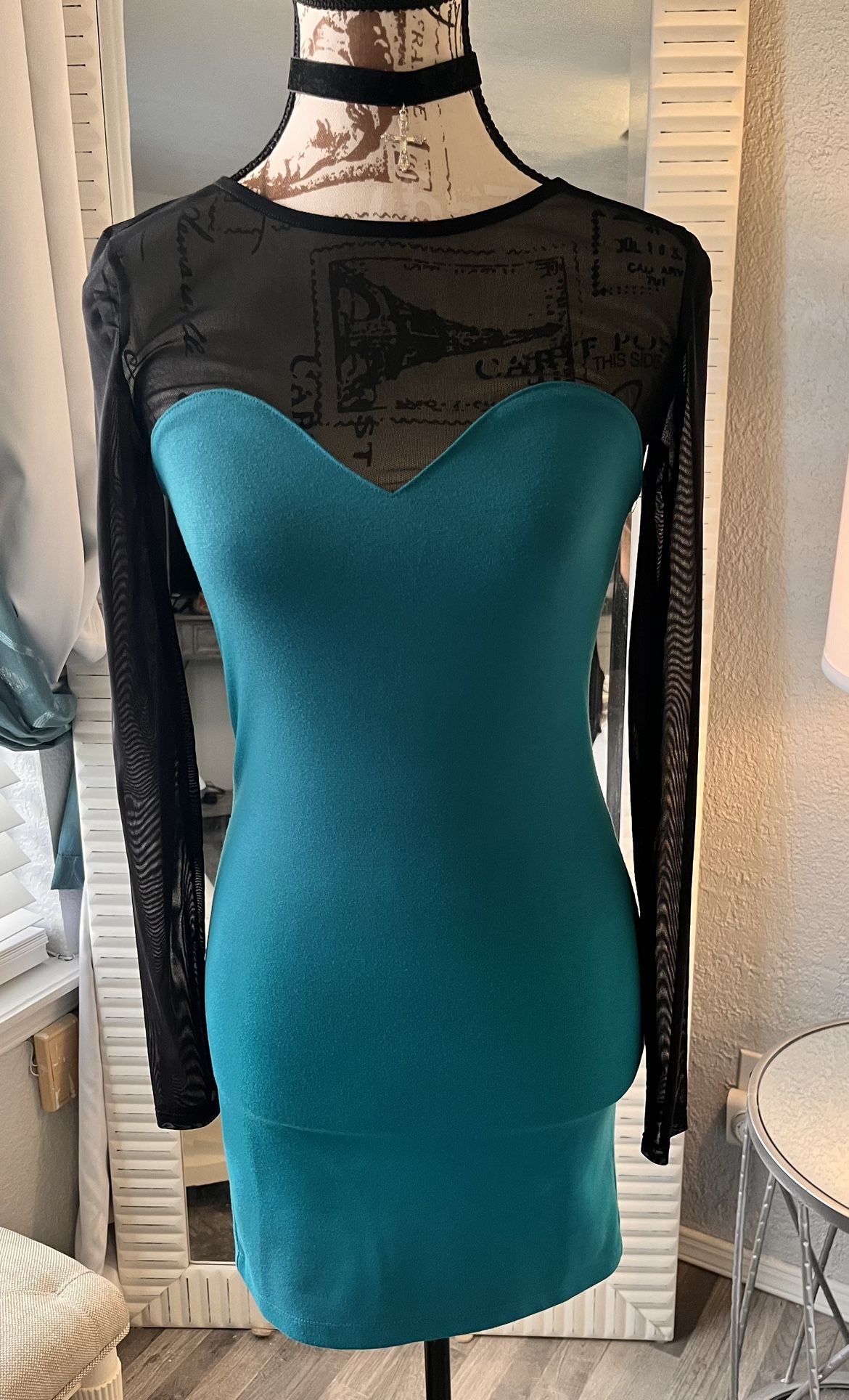 Teal And Black Sexy Dress  Size Small $35