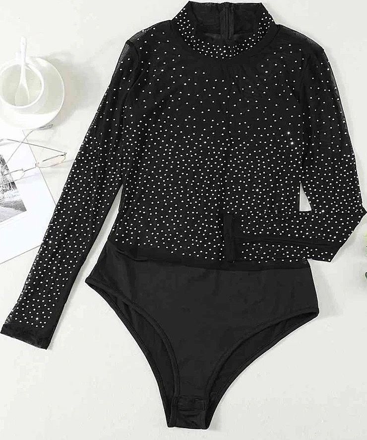 Rhinestone Sheer Bodysuit