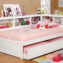 Brand New White Full Size Bookcase Daybed With Trundle Bed 