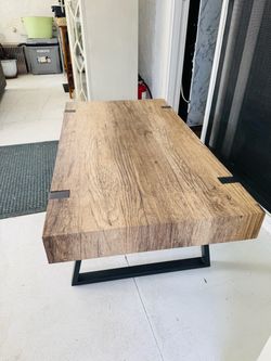 Rustic Wood Coffee Table with Metal Legs