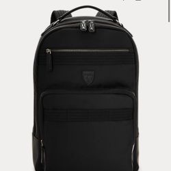 Men’s Black Ralph Lauren Leather Trim Backpack 
