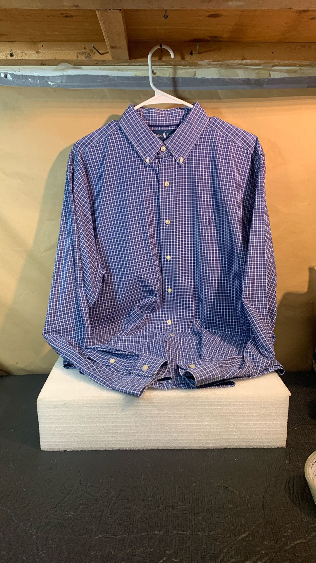 Ralph Lauren Blue Striped Classic Fit XL Long Sleeve Shirt