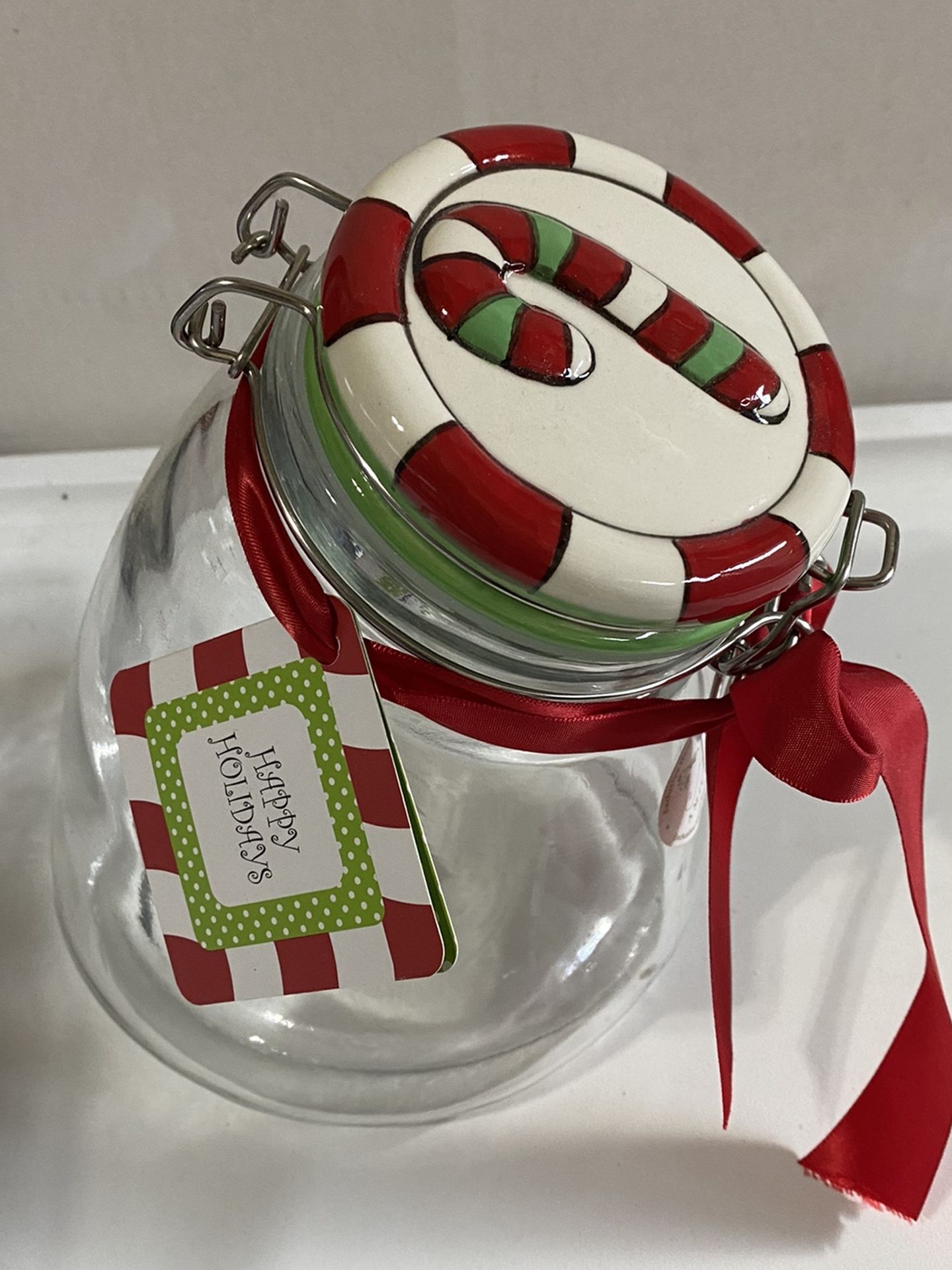 Candy Cane Decorated cookie/candy Jar