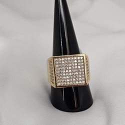 Gold Plated Square Cubic Zirconia Ring For Men