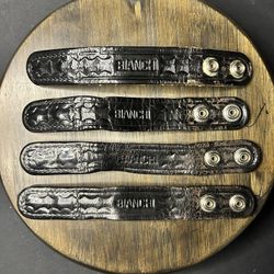 Bianchi Duty Belt Keeper (4) Leather Black Basket Weave With Hidden Double Snaps