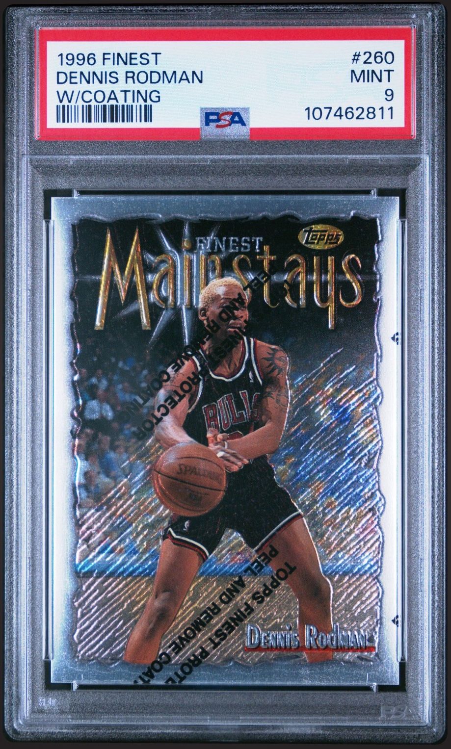 1996-97 Topps Finest Dennis Rodman #260 SILVER/UNCOMMON - GRADED PSA 9 MINT CONDITION 💎