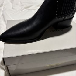 Marc Fisher Boots Womens 10 M Idalee Studded Ankle Bootie Black Leather Pointed