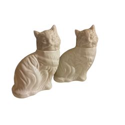 Vintage Avon "Somewhere" Cologne White Milk Glass Cat Bottles, Set of 2