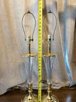 Pair of Crystal and Brass Table Lamps