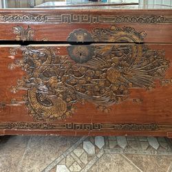 Antique Hardwood Chest Trunk