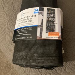 Non Woven 24 Pocket Over The Door Shoe Organizer 