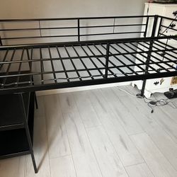 Bunk Bed With Shelves And Desk.  No Mattress